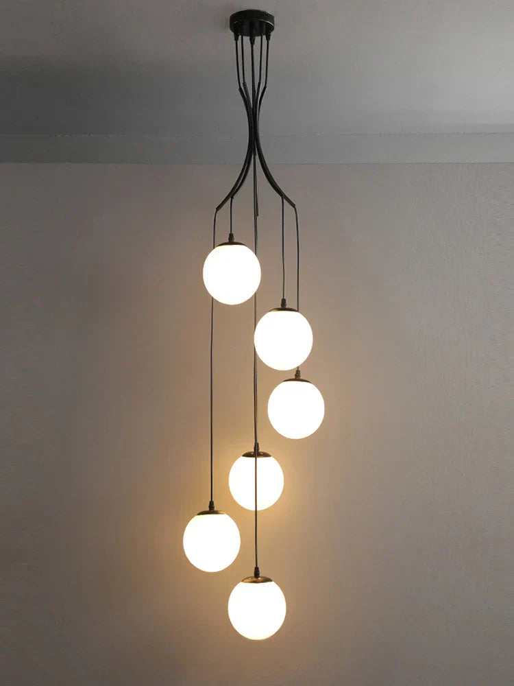 DecorBites™ Glass Ball LED Chandelier, Modern Minimalist Loft Villa Staircase Decor