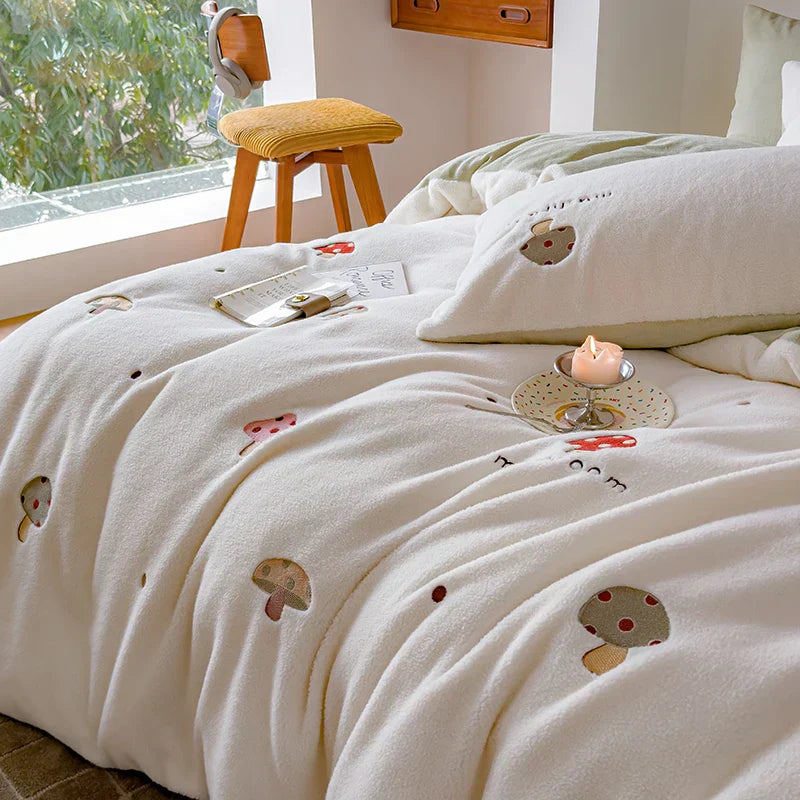 DecorBites™ Embroidered Cashmere Winter Duvet Set | Queen Size Warm Bedding & Blanket Cover