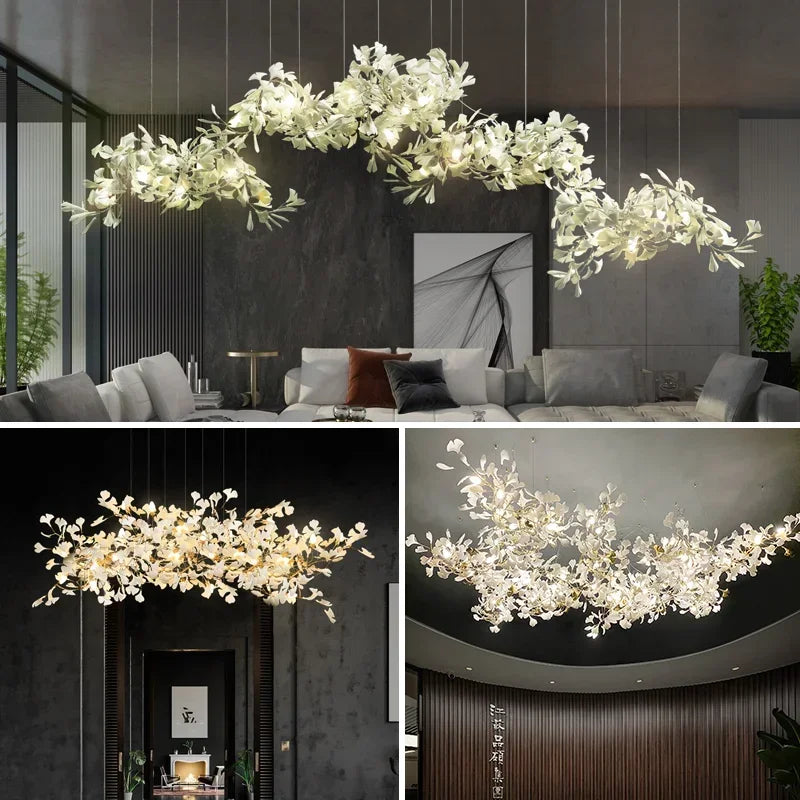 DecorBites™ Ginkgo Chandelier Villa Duplex Pendant Light for Living Room & Hotel Lobby