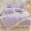 DecorBites™ Korean Princess Bedding Set: Flowers, Lace, Ruffles, Embroidery, Quilted, Duvet Cover, Bedspread
