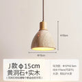 DecorBites™ Japanese Wooden Stone Chandelier Pendant Light, Wabi-Sabi Style Yellow Cavity-Stone Lamp