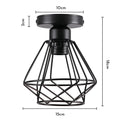Industrial black metal cage ceiling light kitchen fixture