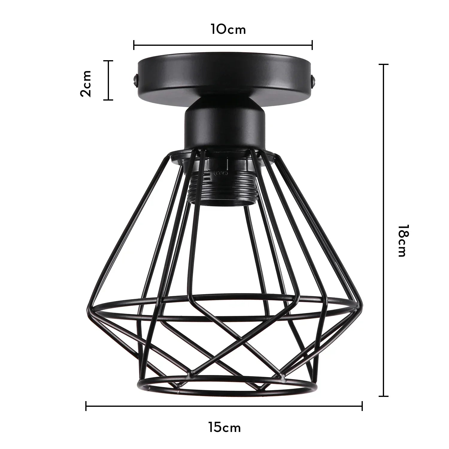 Industrial black metal cage ceiling light kitchen fixture