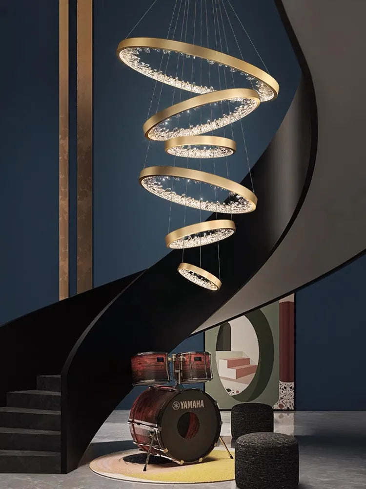 DecorBites™ Crystal LED Chandelier Circle Hanging Lamp - Modern Luxury Dimmable Lighting
