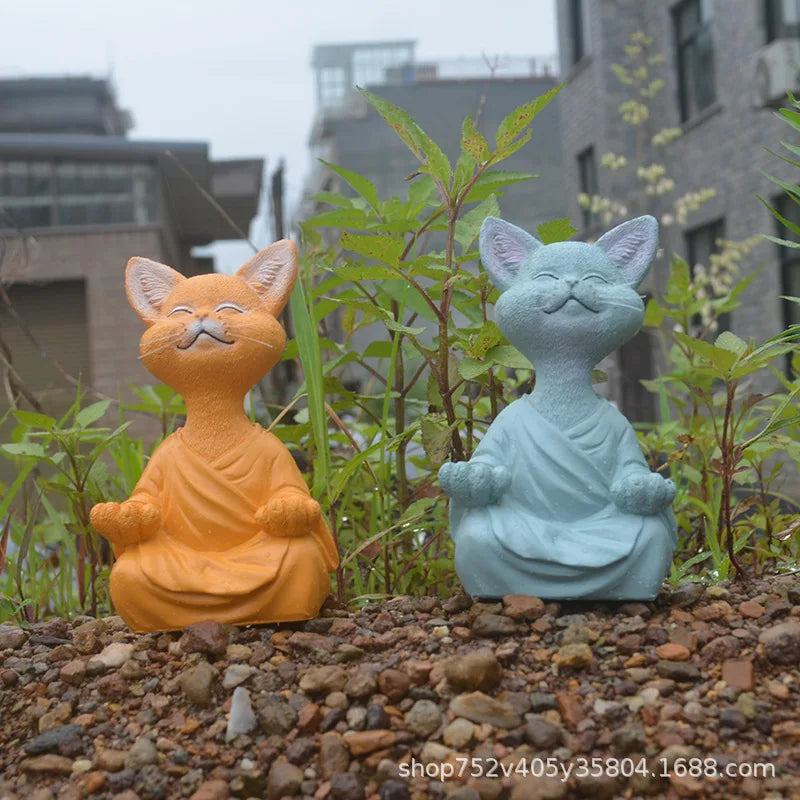 DecorBites™ Black Buddha Cat Figurine Meditation Yoga Collectible - Home Decor Art Sculpture