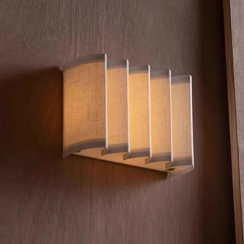 DecorBites™ Japanese Cloth LED Wall Lamp for Hotel Living Room, Bedroom, Retro Wall Lights