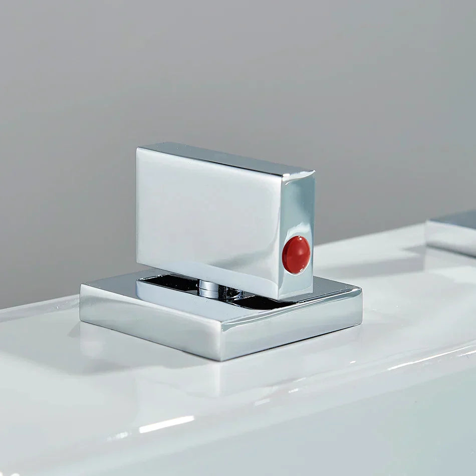 DecorBites™ Dual Handle Basin Faucet: Deck Mounted Hot Cold Water Mixer Taps for Bathroom