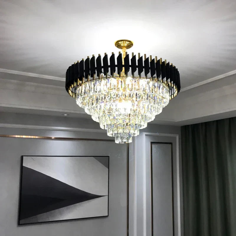 DecorBites™ Crystal LED Pendant Chandelier: Modern Luxury Living Room Dining Lighting Fixture