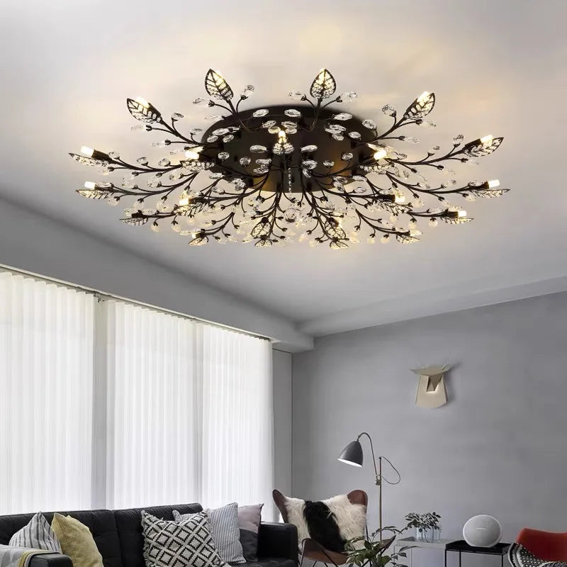 DecorBites™ Crystal Ceiling Chandelier LED Light Fixture for Living Room Bedroom Kitchen