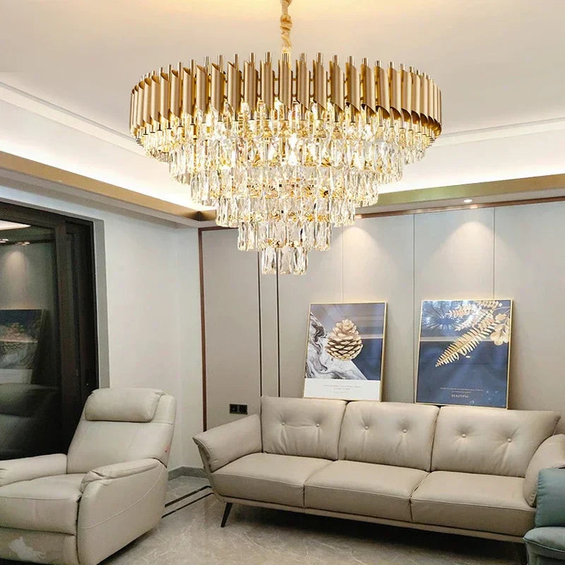 DecorBites™ Crystal LED Pendant Chandelier: Modern Luxury Living Room Dining Lighting Fixture