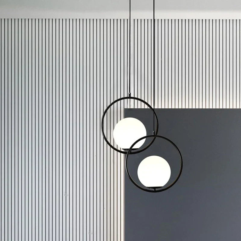 DecorBites™ Glass Ball Pendant Lamp: Elegant Dining Room Light Fixture, Gold Finish