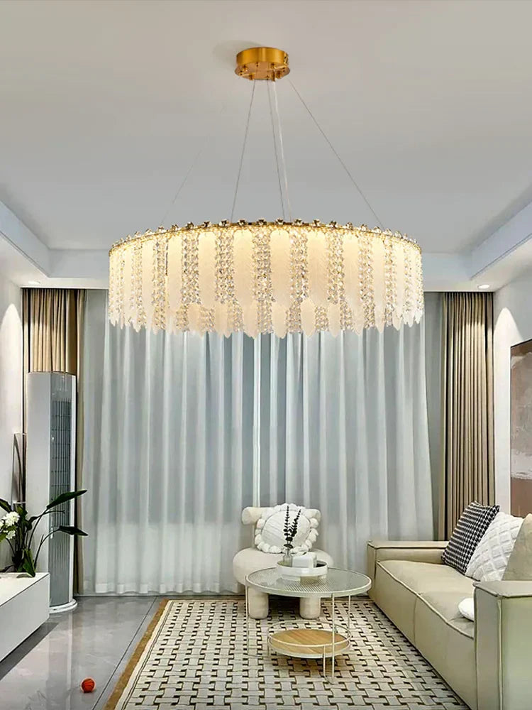 DecorBites™ French Cream Wind Crystal Chandelier 2024 - Modern & Romantic Lighting for Living, Bedroom, Dining