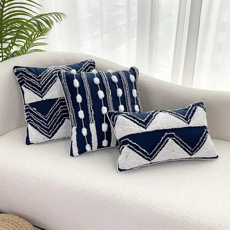 DecorBites™ Geometric Tufted Tassel Cushion Cover 30x50cm