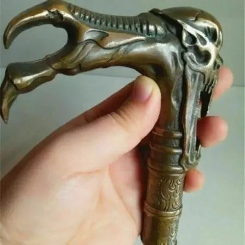 DecorBites™ Gothic Bronze Evil Person Statue Cane Walking Stick Head