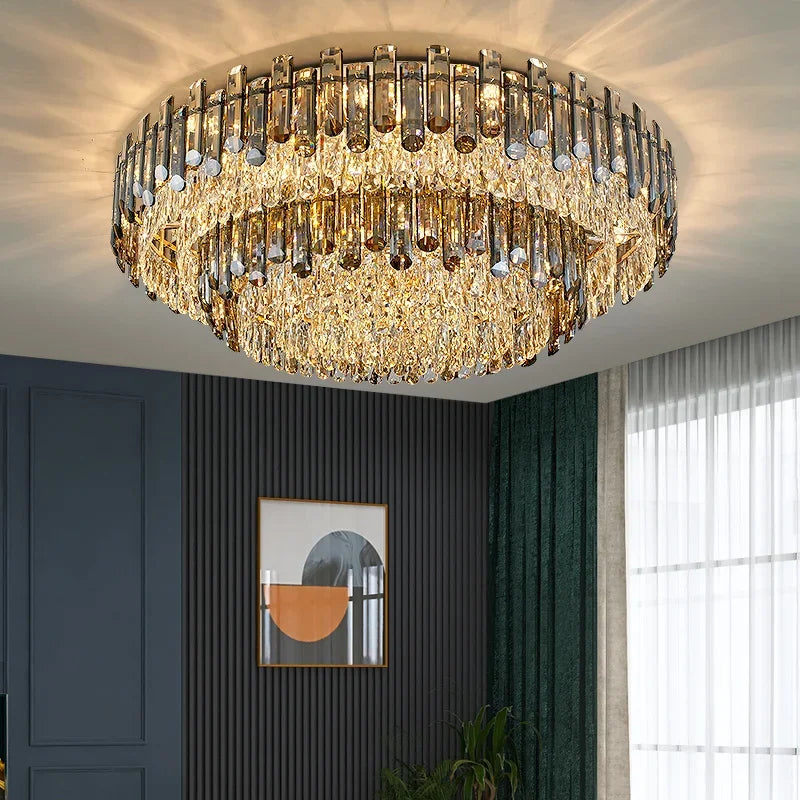 DecorBites™ Gold Crystal Chandelier for Living Room Luxury Lighting Fixture