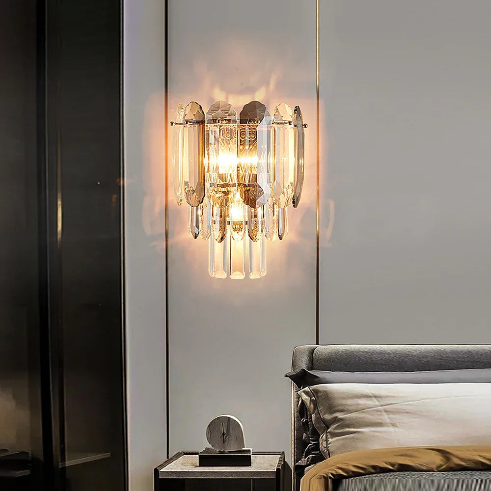 DecorBites™ Crystal LED Wall Lamp: Minimalist Luxury Lighting for Living Room TV Background