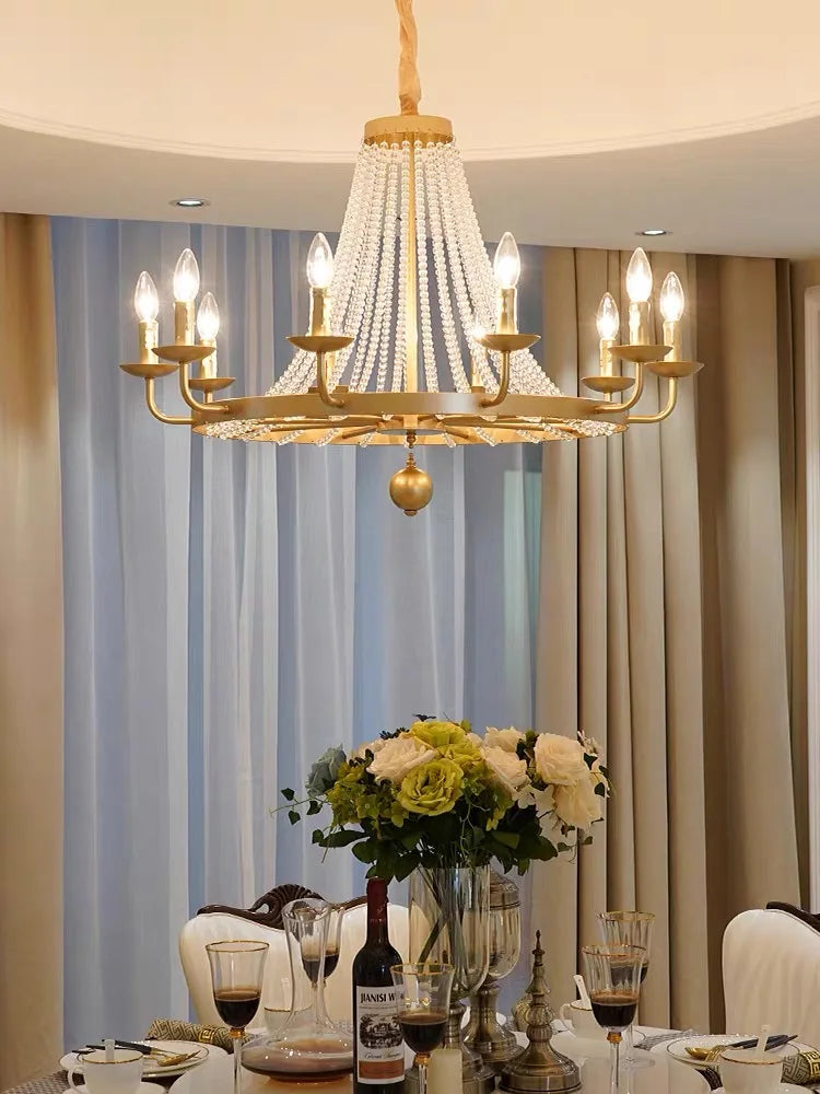 DecorBites™ Crystal Chandelier: Retro Industrial Lighting for Living Room, Dining Room, Loft