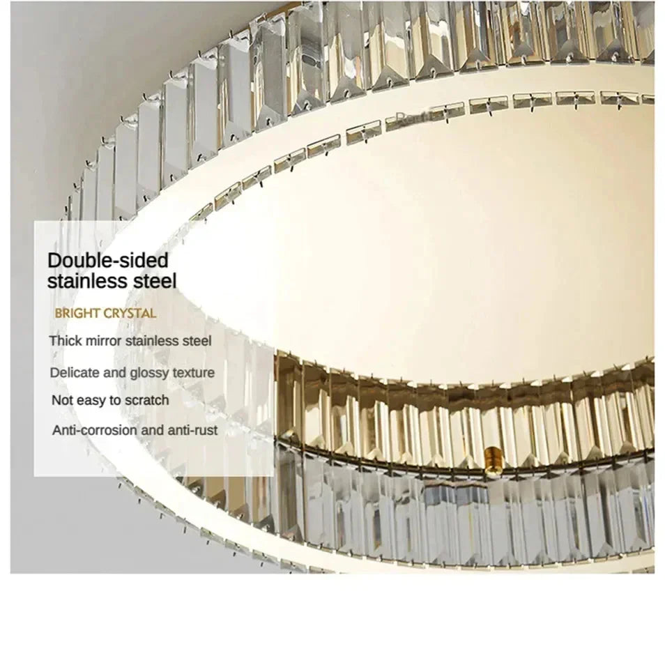 DecorBites™ Crystal Circle Ceiling Chandelier LED Indoor Lighting for Living Room Bedroom Study