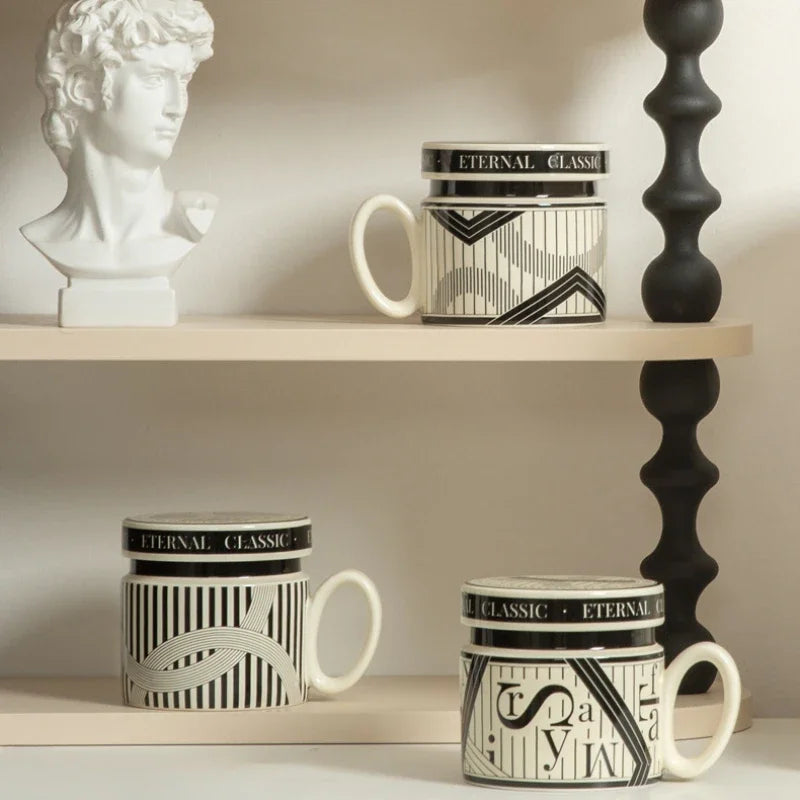 DecorBites™ Espresso Cups Ceramic Cup Personalized French Coffee Gift With Lid