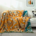 DecorBites™ Gauze Flowers Double-Sided Cotton Throw Blanket with Tassels