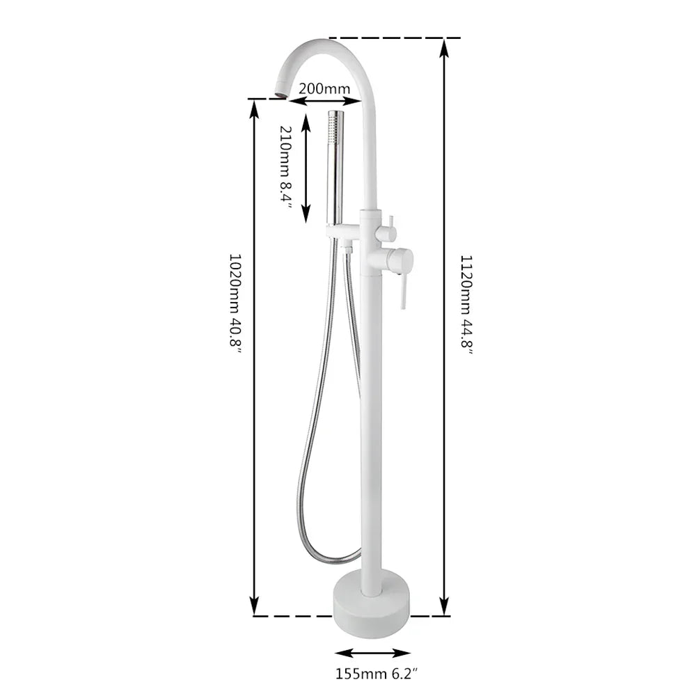DecorBites™ Dual Handle Bathtub Faucet Set with Hand Shower, Floor Mounted Hot Cold Mixer