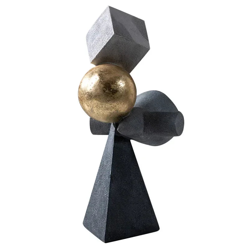 DecorBites™ Geometric Gold Ball Sculpture Statues for Home Decor
