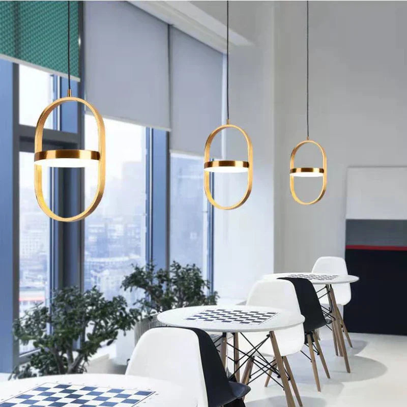 Modern black oval adjustable angle pendant light for dining room
