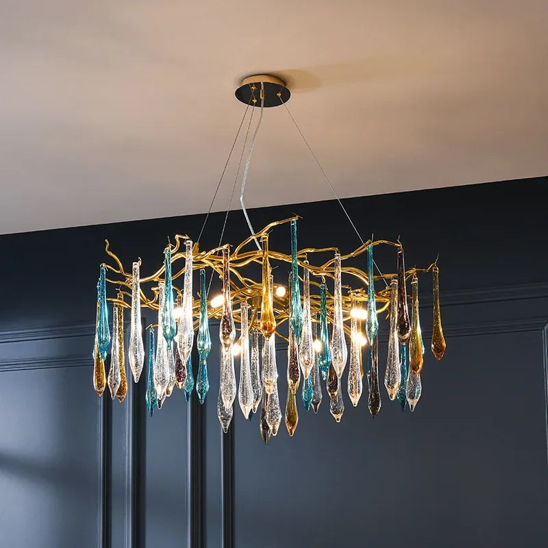 DecorBites™ Gold LED Branch Chandelier for Living Room, Bedroom, Hotel - Modern Luxury Aluminum Pendant Light