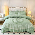 DecorBites™ Korean Princess Style Bedding Set with Lace Ruffles and Love Theme