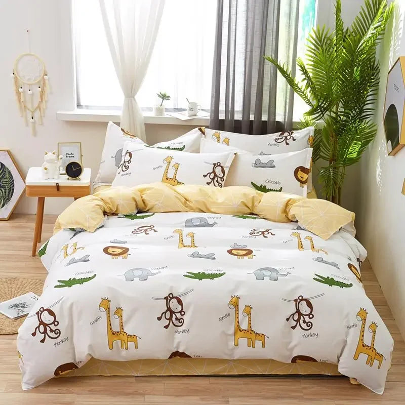 DecorBites™ Flowers Print Cotton King Size Bedding Set, Soft & Comfortable Duvet Cover Set