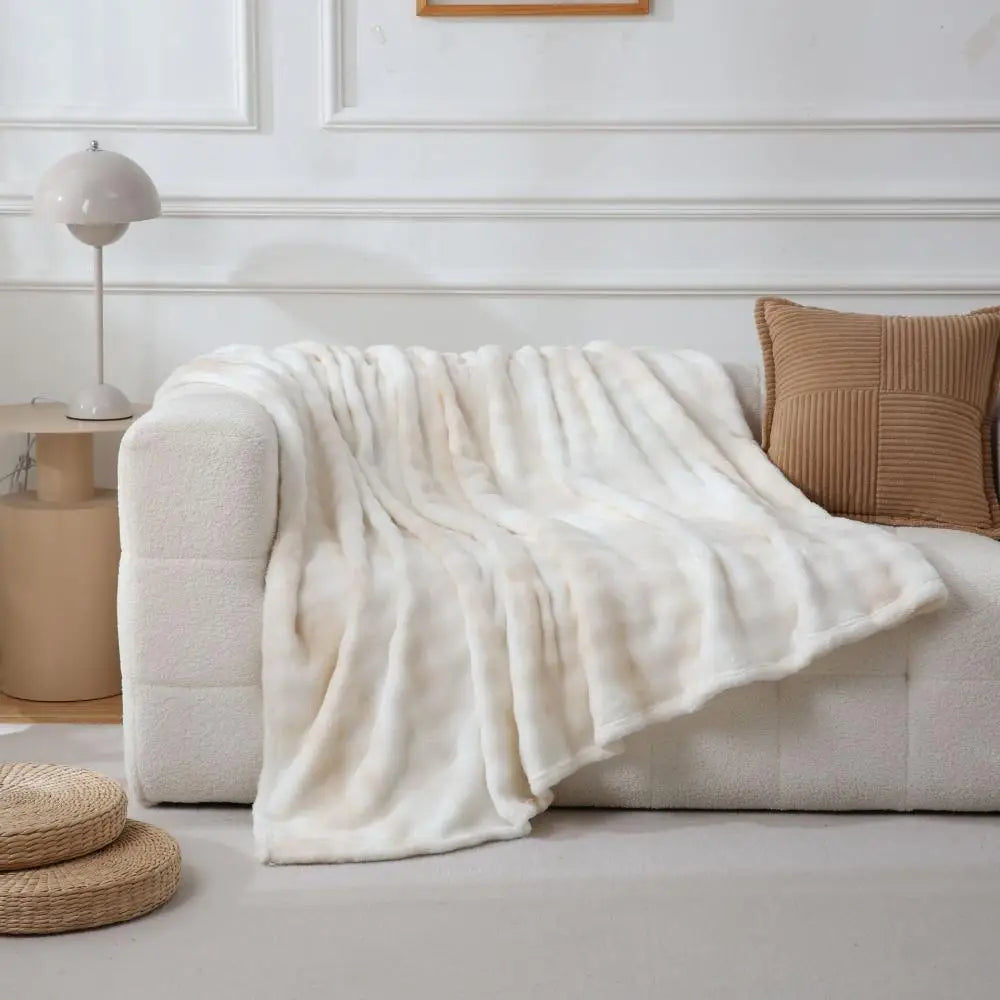 DecorBites™ Fuzzy Faux Fur Blanket - Soft & Cozy Reversible Throw for Sofa & Bed