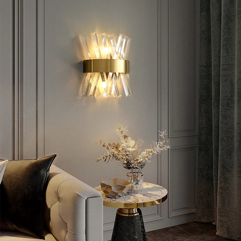 DecorBites™ Crystal LED Wall Lamps: Elegant Gold Wall Sconce Lights for Luxury Home Decor