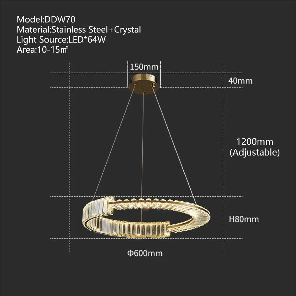 DecorBites™ Crystal Gold Ring LED Chandelier for Minimalist Luxury Home Decor