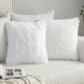 DecorBites™ Cozy Plush Fur Cushion Cover 43x43cm White Grey Sofa Decor Pillowcase