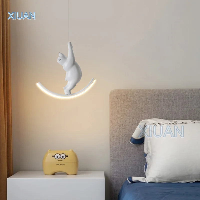 DecorBites™ Kids Unicorn Pendant Lamps White Bear Pink Elephant Chandeliers