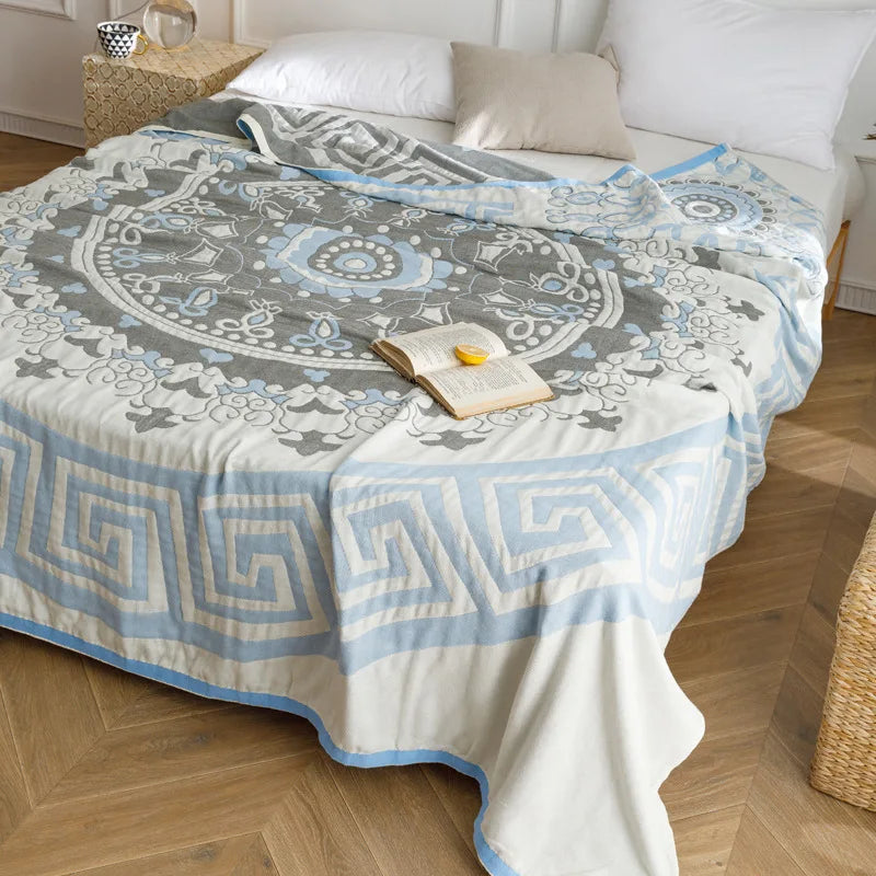 DecorBites™ Cotton Gauze Summer Blanket, Soft Breathable Single Double Bed Nap Blanket