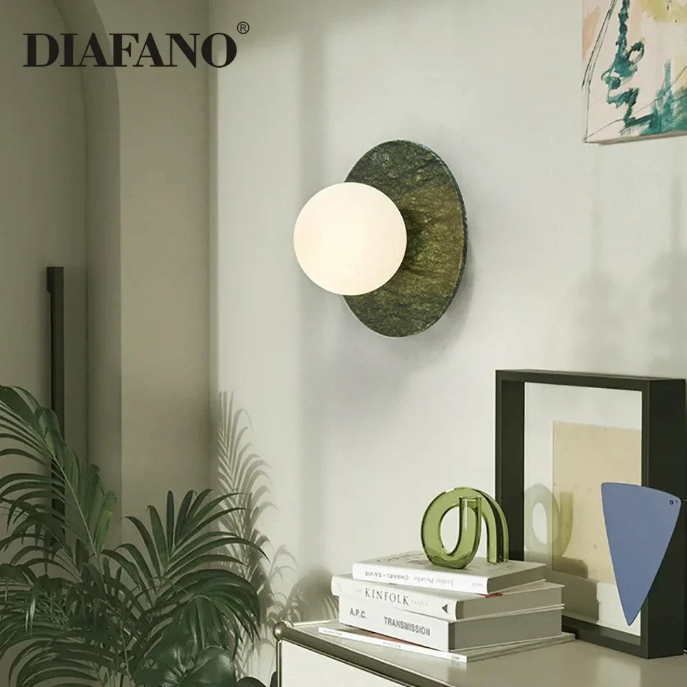 DecorBites™ Green Marble LED Wall Lamp for Luxury Living Room Decor