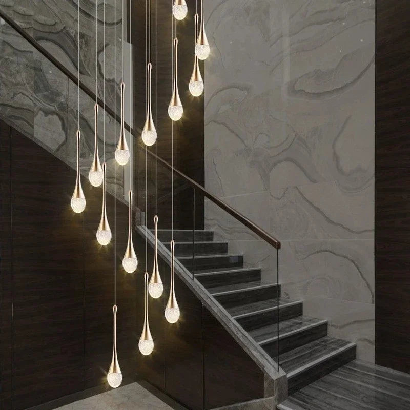 DecorBites™ Crystal Bubble Chandelier for Duplex Living Room, Rotating Staircase, Villa Lobby