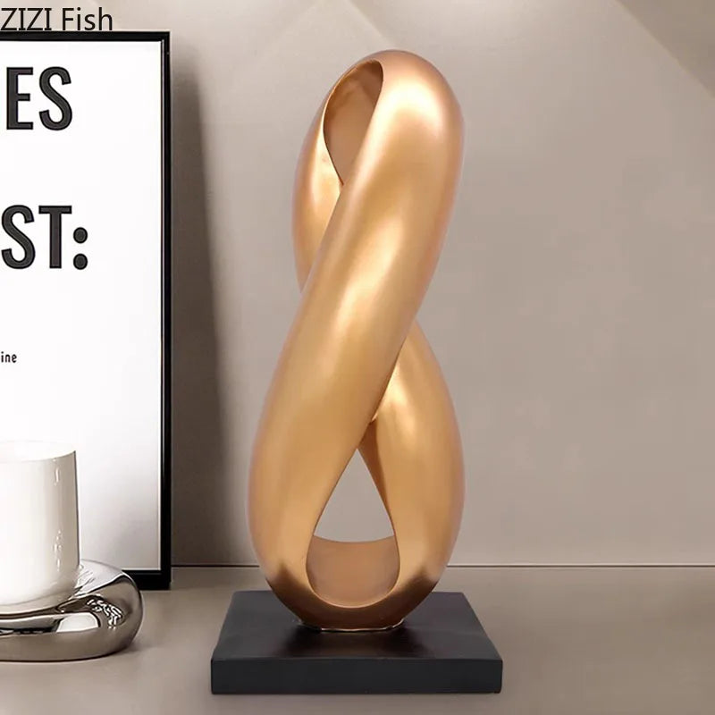 DecorBites™ Golden Knot Sculpture Desk Ornament Minimalist Abstract Room Decor