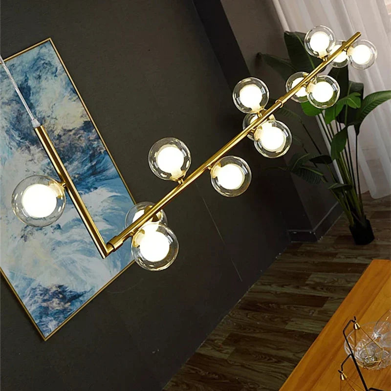 DecorBites™ Double Glass Lampshade Chandelier with LED Suspension – Stylish Ceiling Fixture for Dining Room