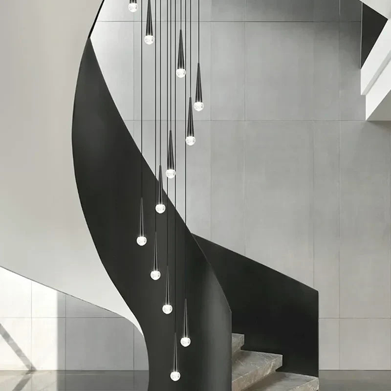 DecorBites™ Crystal LED Chandelier: Luxury Pendant Light, Staircase Suspension Luminaire, Indoor Hanging Lamps