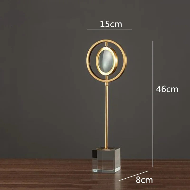 DecorBites™ Golden Metal Eyes Magnifying Glass with Crystal Glass Base - Modern Home Decoration