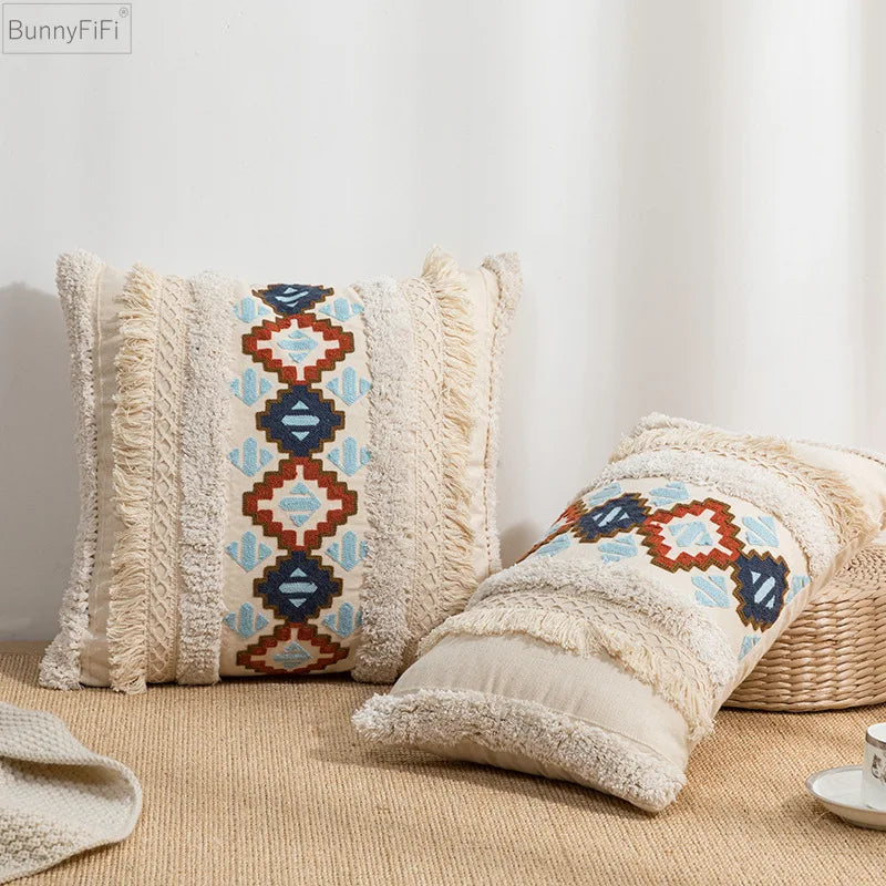 DecorBites™ Geometric Embroidered Cushion Cover - 45x45cm/30x50cm - Ethnical Pattern
