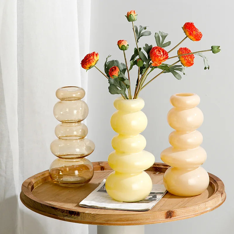 DecorBites™ Geometric Glass Vase Terrarium Pebble Stack Floral Arrangement Home Decor