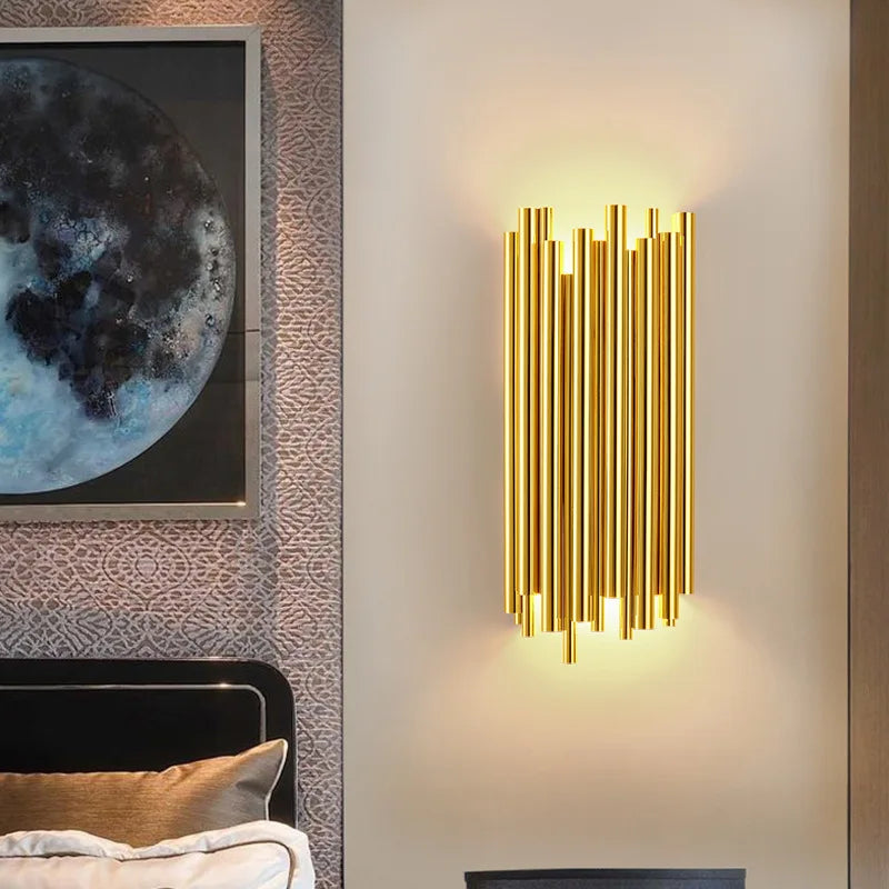 DecorBites™ Gold Crystal Wall Lights: Elegant LED Sconce for Bedroom, Living Room & Bathroom