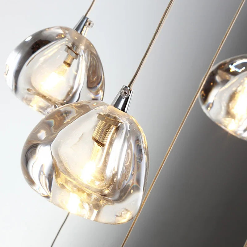 DecorBites™ Crystal Ball Chandelier: Modern LED Stair Chandelier for Living Room and Kitchen