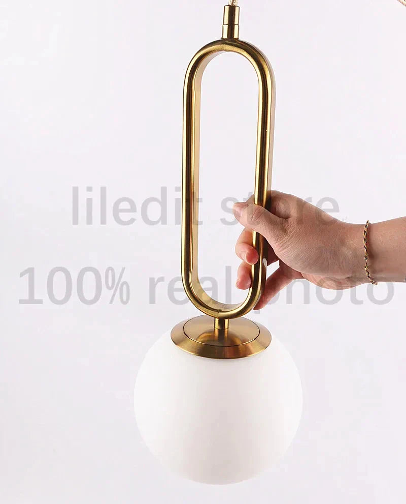 DecorBites™ Golden Glass Ball Pendant Lights - Modern Luminaire for Bedroom, Kitchen & Decor