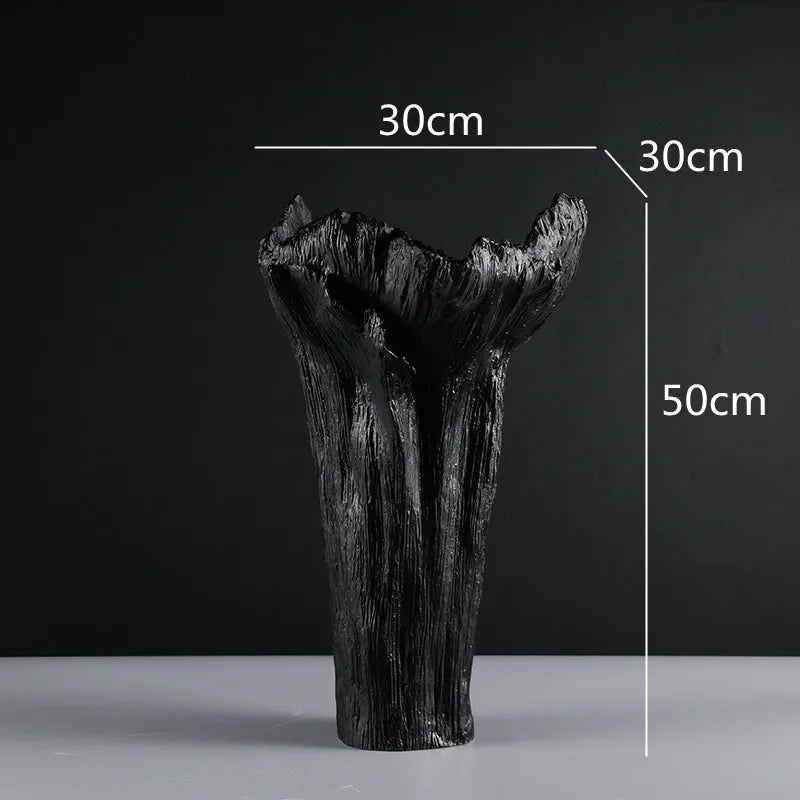 DecorBites™ Irregular Resin Vase Black White Flowers Handicraft Ornaments Home Decor