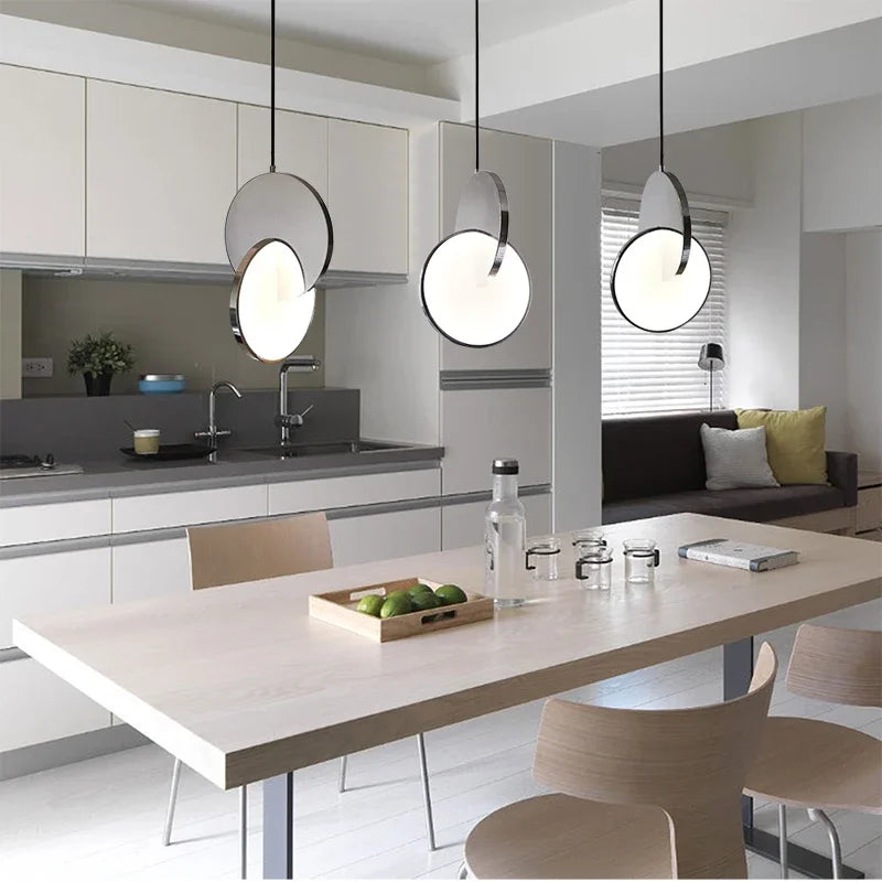 DecorBites™ Geometric Circle Gold Iron Pendant Light Chandelier