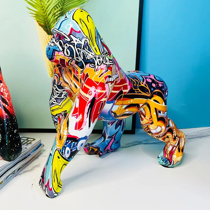 DecorBites™ Gorilla Sculpture: Modern Home Decor Baboon Ornament & Abstract Figurine